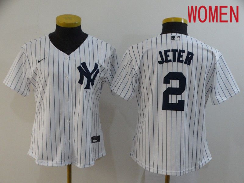 Women New York Yankees 2 Jeter White Nike Game MLB Jerseys